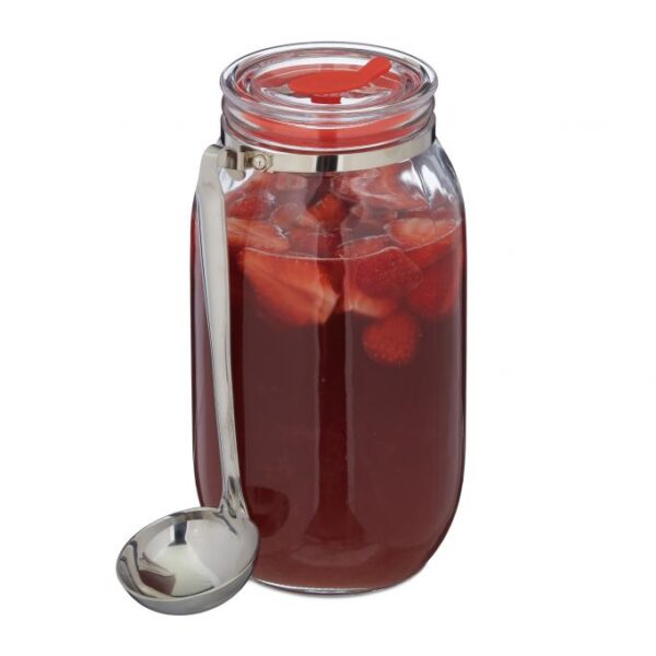 Skaidrus indas biriems produktams su šaukštu 24x20x13cm, 2L., sidabrinės spalvos