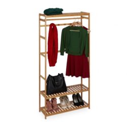 Drabužių kabykla su lentynomis 163,5x78,5x29cm., šviesiai rudos spalvos