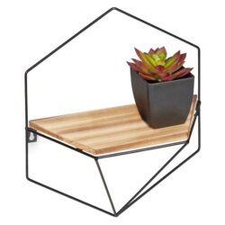 Svetainės sieninė lentyna 35x31x13,5cm., šviesiai rudos/juodos spalvos