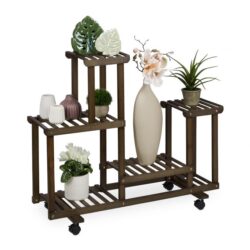 Gėlių stovas ant ratukų su 5 lentynomis 79x95x36cm., rudos/juodos spalvos