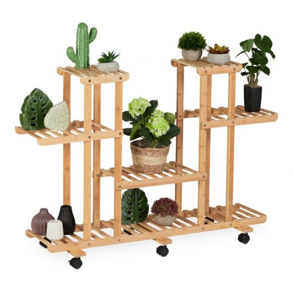 10037588_0_1_5792180be7f0c3516c5b8d5d3649f7c8.jpg Gėlių stovas ant ratukų su 6 lentynomis 83x119x36cm., šviesiai rudos/juodos spalvos