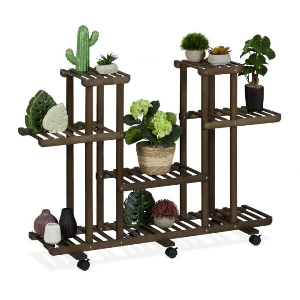 10037589_0_1_d1ff2835999598dbe204643482a30d28.jpg Gėlių stovas ant ratukų su 6 lentynomis 83x119x36cm., tamsiai rudos/juodos spalvos