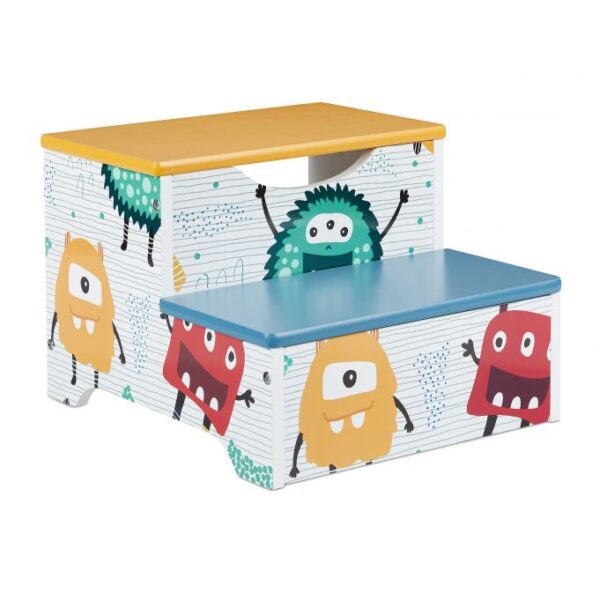 Taburetė 25x33x36cm., baltos/šviesiai mėlynos/geltonos/raudonos spalvos spalvos