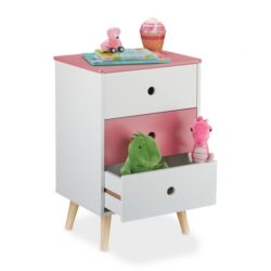 Komodas su 3 skyriais 61,5x38x30cm., baltos/rožinės spalvos