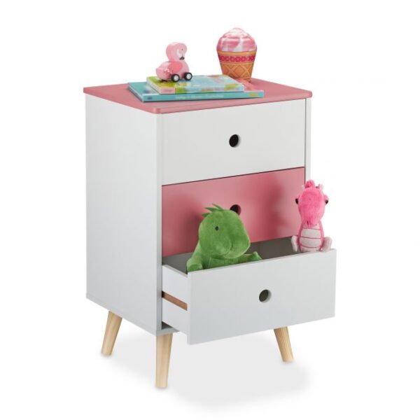 Komodas su 3 skyriais 61,5x38x30cm., baltos/rožinės spalvos