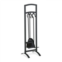 Rinkinys iš 3 židinio įrankių ir stovo 73x21x21cm., juodos spalvos