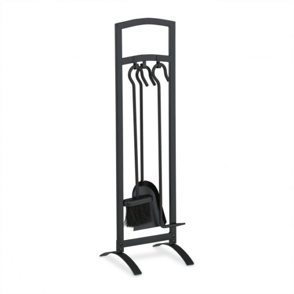 Rinkinys iš 3 židinio įrankių ir stovo 73x21x21cm., juodos spalvos