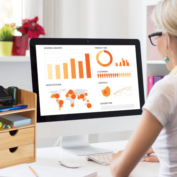 Creative woman working with computer in the office