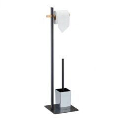 Tualetinio popieriaus stovas su tualeto šepečiu 77,5x21,5x20cm., juodos/šviesiai rudos spalvos