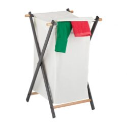 Skalbinių krepšelis 71x45x42cm, 50L., tamsiai pilkos/baltos/šviesiai rudos spalvos