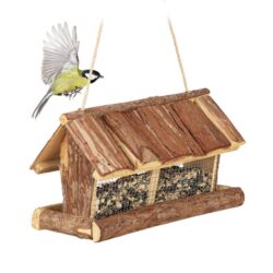 Paukščių lesyklėlė 19x31,5x16cm., rudos/sidabrinės spalvos