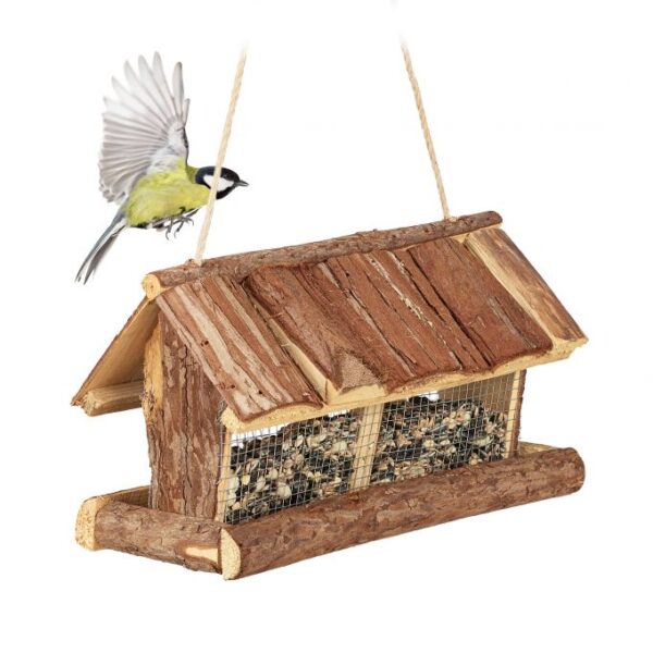 Paukščių lesyklėlė 19x31,5x16cm., rudos/sidabrinės spalvos