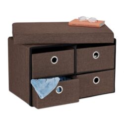 Suoliukas su sandėliavimo vieta 39,5x60x37cm., rudos/juodos/sidabrinės spalvos