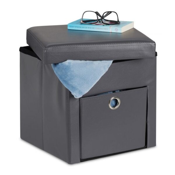 Sulankstoma sėdimoji vieta su skyriumi 38x37x37cm., pilkos spalvos