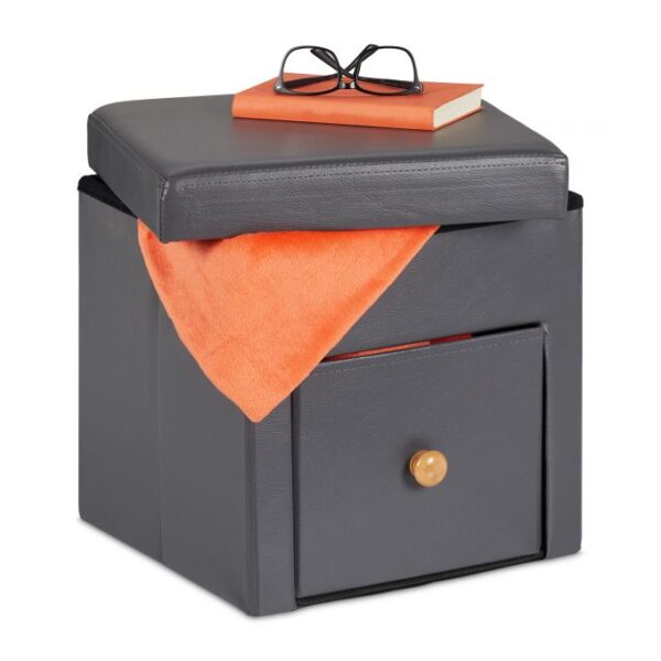 Sulankstoma sėdimoji vieta su skyriumi 38x37x38cm., pilkos/šviesiai rudos spalvos