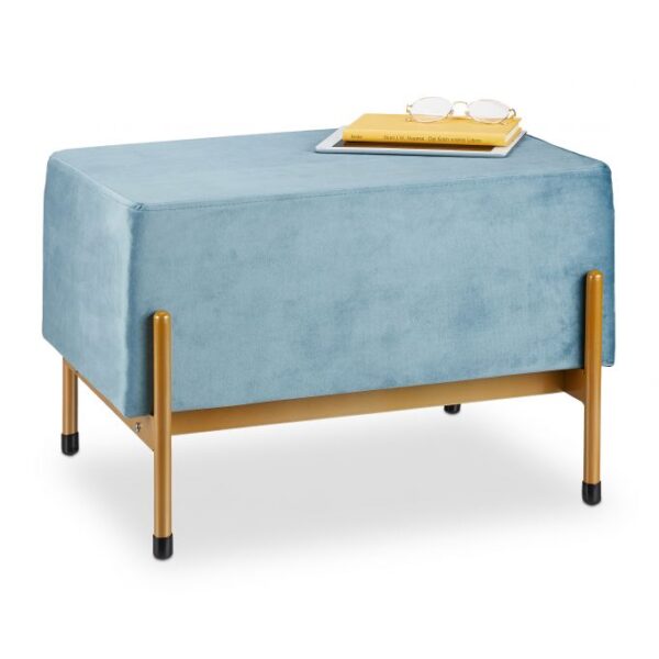 Prieškambario suoliukas 40x60x43,5cm., auksinės/šviesiai mėlynos spalvos