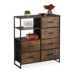 Komoda su 6 stalčiais 92x84x32cm., rudos/juodos spalvos