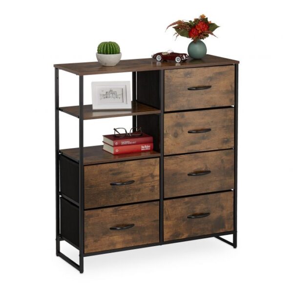 Komoda su 6 stalčiais 92x84x32cm., rudos/juodos spalvos