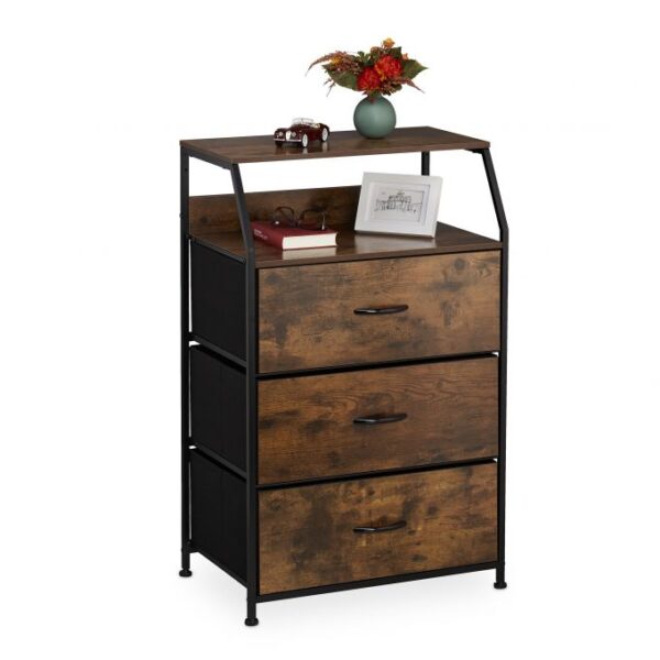 Komoda su 3 stalčiais 96,5x61x42cm., rudos/juodos spalvos