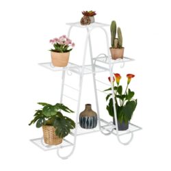 Gėlių stovas su 7 lentynomis 83x75x24cm., baltos spalvos