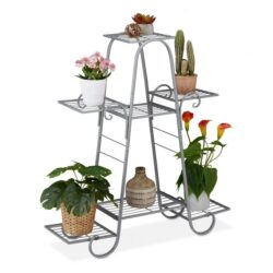 Gėlių stovas su 7 lentynomis 83x75x24cm., sidabrinės spalvos