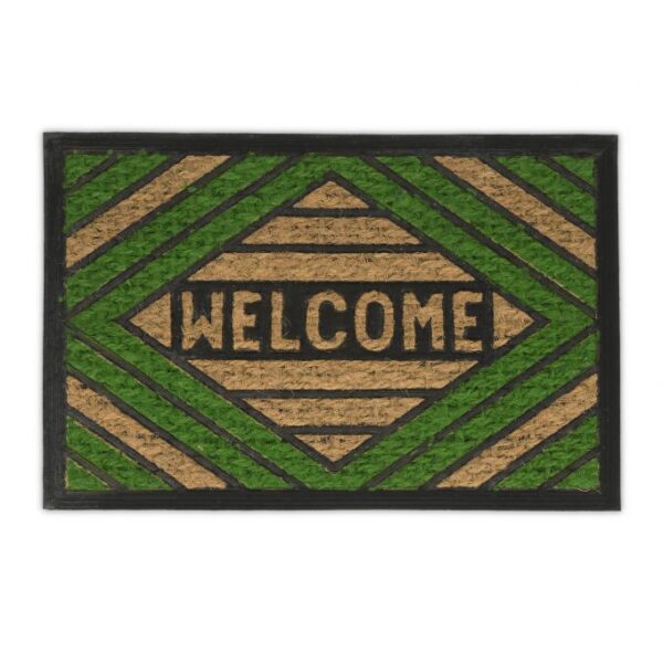 Durų kilimėlis "Welcome" 60x40 cm., žalios/juodos/šviesiai rudos spalvos