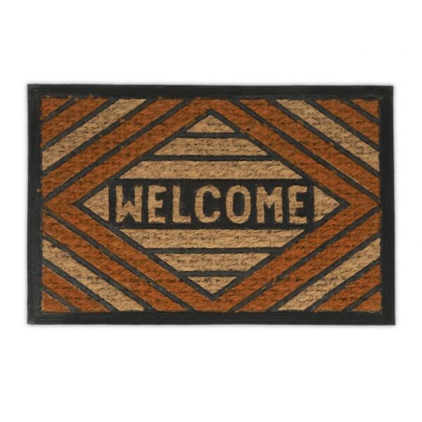 Durų kilimėlis "Welcome" 60x40 cm., oražinės/juodos/šviesiai rudos spalvos