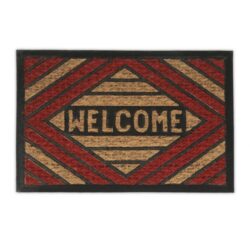 Durų kilimėlis "Welcome" 60x40 cm., raudonos/juodos/šviesiai rudos spalvos