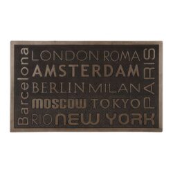 Guminis durų kilimėlis "Miestai" 75x45 cm., rudos/juodos spalvos