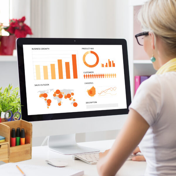 Creative woman working with computer in the office