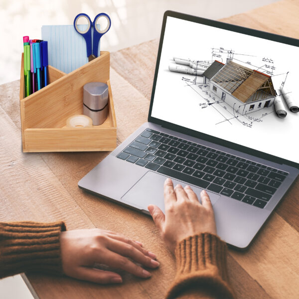 Mockup image of a woman's hand using and touching on laptop touc