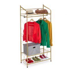 Drabužių kabykla su lentynomis 161x78x36cm., auksinės spalvos