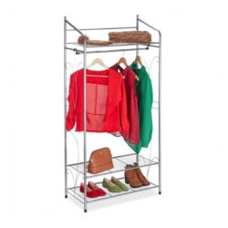 Drabužių kabykla su lentynomis 161x78x36cm., sidabrinės spalvos