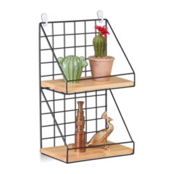 Virtuvės sieninė lentyna 41x25x16cm., šviesiai rudos/juodos spalvos