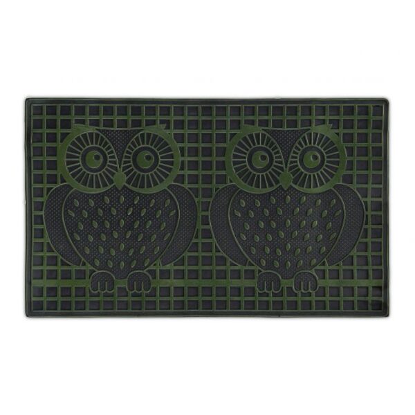 Guminis durų kilimėlis "Pelėdos" 75x45 cm., tamsiai žalios/juodos spalvos
