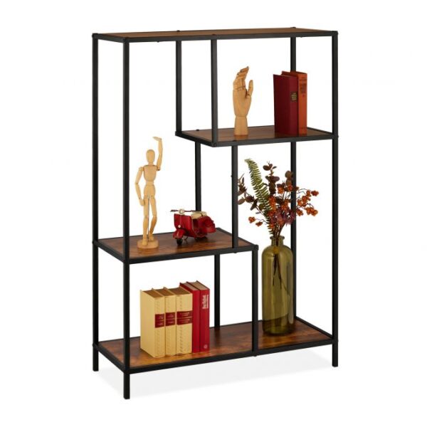 Knygų lentyna 114,5x77x32,5cm., rudos/juodos spalvos