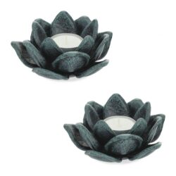 Rinkinys iš 2 žvakidžių 5,5x11cm., tamsiai žalios/juodos spalvos