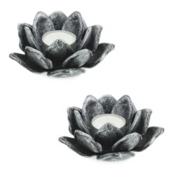 Rinkinys iš 2 žvakidžių 5,5x11cm., juodos/sidabro spalvos