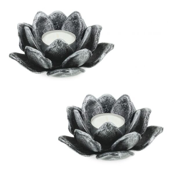 Rinkinys iš 2 žvakidžių 5,5x11cm., juodos/sidabro spalvos