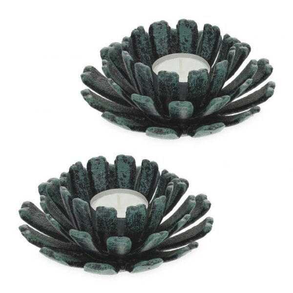 Rinkinys iš 2 žvakidžių 13,5x6cm., tamsiai žalios/juodos spalvos