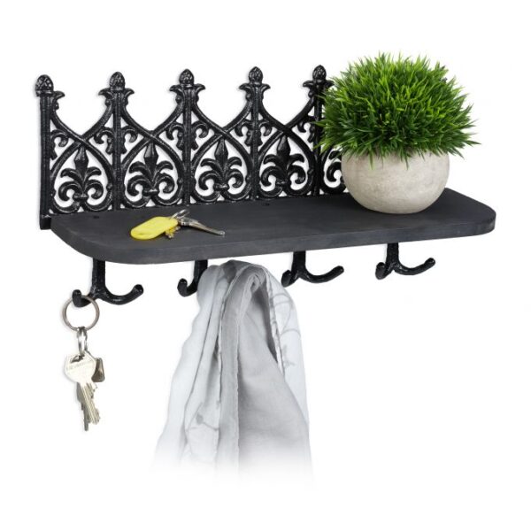 Sieninė lentyna raktams 19,5x39,5x12cm., juodos spalvos