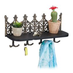 Sieninė lentyna raktams 19,5x39,5x12cm., auksinės/juodos spalvos