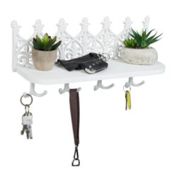Sieninė lentyna raktams 19,5x39,5x12cm., baltos spalvos