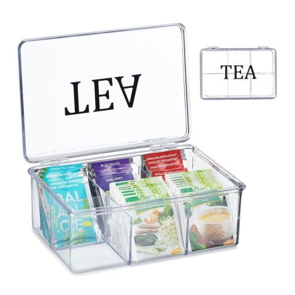 Skaidrus arbatos maišelių organizatorius 9x21,5x15cm., juodos spalvos