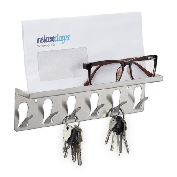 Sieninė lentyna raktams 7x24,5x5cm., sidabrinės spalvos