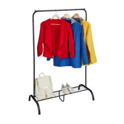 Drabužių kabykla su lentyna 139x90x44cm., juodos spalvos