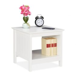 Šoninis staliukas su lentyna 45x48x48cm., baltos spalvos