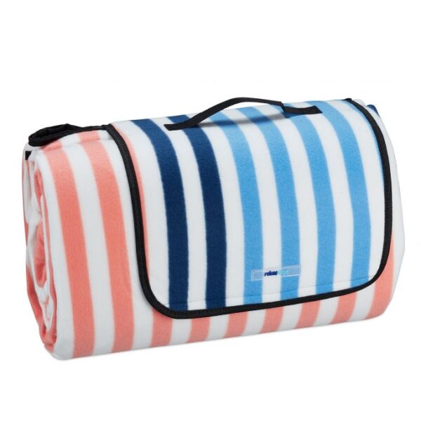 Pikniko antklodė 200x300cm., šviesiai mėlynos/rožinės/baltos spalvos