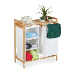 Vonios lentyna su skalbinių krepšeliu 73,5x64,5x33cm., kreminės/šviesiai rudos spalvos