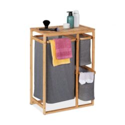 Vonios lentyna su skalbinių krepšeliu 70x50x30,5cm., šviesiai rudos/pilkos spalvos